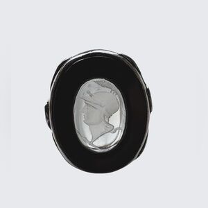 Antique Sterling Crystal & Onyx Intaglio Ring